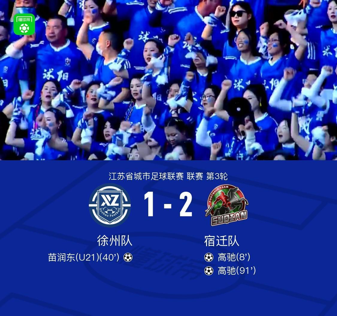开云下载-徐州1-2宿迁，高驰双响+世界波绝杀，苗润东破门难救主